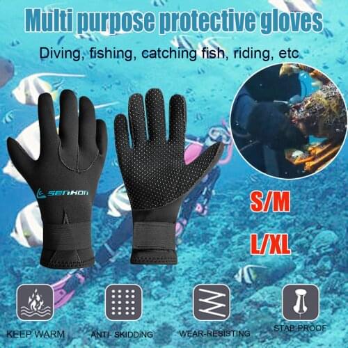 3mm Neoprene Diving Gloves Men Wetsuit Gloves Snorkeling Canoeing Gloves Women Spearfishing Underwater Hunting Gloves Black