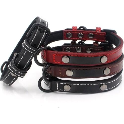 Personalized Adjustable Genuine Leather Cat Collar Neck Buckle Strap Belt Small Medium Large Kitten Labrador Necklace