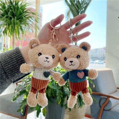 New love teddy bear pendant plush toy plush bear doll soft cute animal bag accessories keychain birthday gift