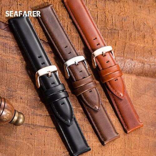 SEAFARER High Quality Genuine Leather Watch Strap 24 22 20 19 18 17 16 14mm Watchband Mens Watch Band For DW Daniel Wellington