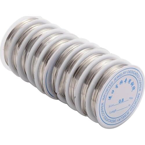 Pandahall 10Roll Silver 0.8mm Wire Copper Wire Beading Wrapping Wire for Jewelry Making bracelets necklaces,3m/Roll, Nickel Free