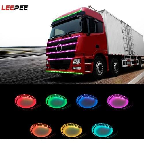 Super Bright 1-2.4M Auto Decorative Light 24V Truck Roof Atmosphere Lamps Waterproof RGB Colorful Flexible LED Strip