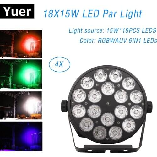 LED Par Light RGBWA-UV 18X15W Disco Wash Light Dj Equipments DMX 512 LED Uplights Stage Lighting Effect Dj Projector Disco Light