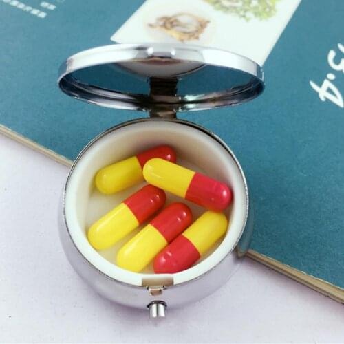 Convenient Drug Holder Round Shape Safe Lightweight Metal Mini Pill Empty Box for Business