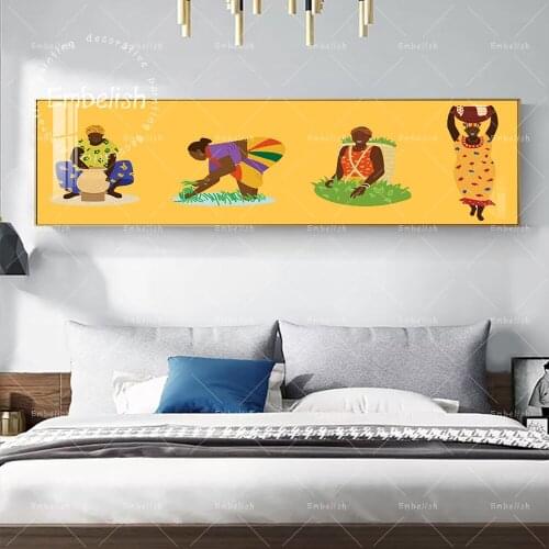 Embelish African Women In Colorful Dresses Working Modern Home Decor Pictures For Living Room Artworks HD Spray Canvas Paintings