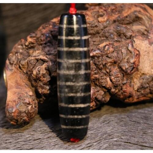 Royal Magic Tibetan old Agate 10 Stripe Healer Medicine dZi Bead Pendant Amulet 59MMs Timestown