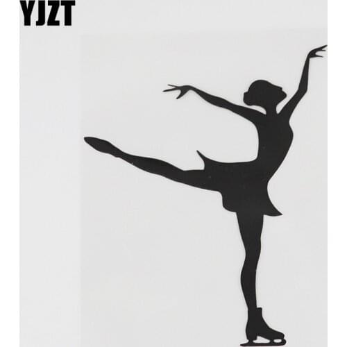 YJZT 9.5CMX12.2CM Winter Sport Ice Dancing Decal Vinyl Car Sticker Black/Silver 8A-0697