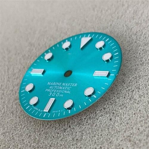 29mm Watch Dial Green Luminous Men Watch Blue/Purple Ray Dial for NH35A / NH36 Movement