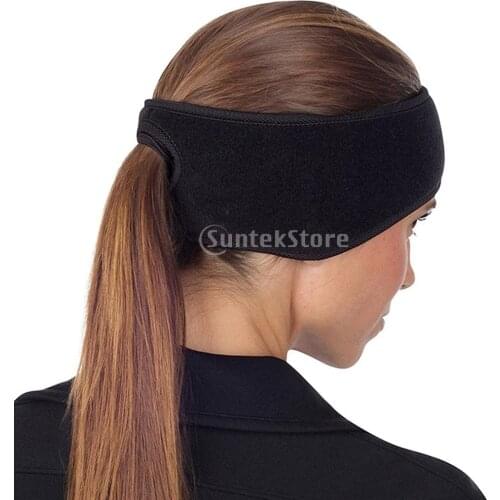 Womens Winter Warm Fleece Ponytail Headband Ear Cover Ski Ear Warmer Head Wear - Various Colors