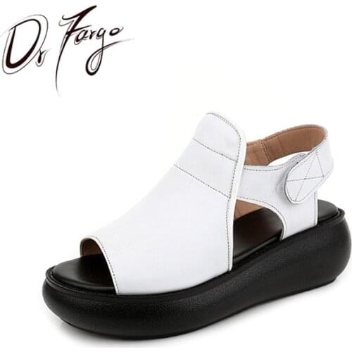 DRFARGO Summer Shoes Women Sandals Platform High Vamp Ankle Wrap plus big size 34-43 Mujer Zapatos Fashion Chaussure