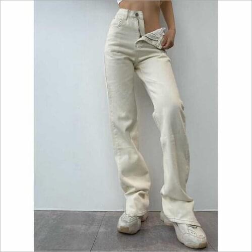 2021 Flared Jeans Women High Waist Mom Jeans Denim Trousers Female Streetwear White Vintage Clothes Boot Cut Wide Oversize Pants