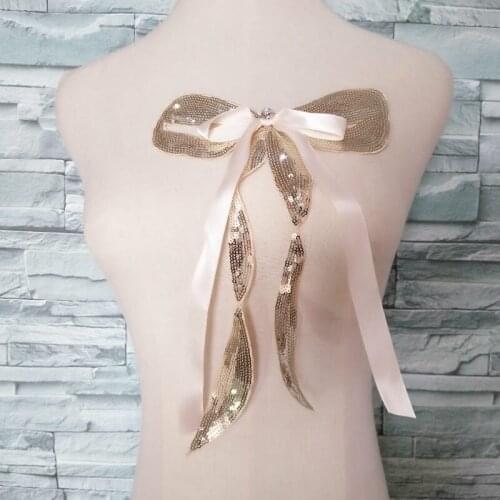 1pc Bowknot Applique Sequined Sew On Sequins Patches For Clothes Bag Cap Sticker Diy Craft Repair Decoration High Quality