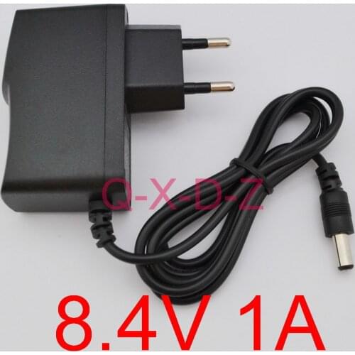 100PCS High quality 8.4V 1A polymer lithium battery charger 8.4 V1A Power Adapter Charger Dual IC 8.4V1A DC 5.5mm*2.1mm EU plug