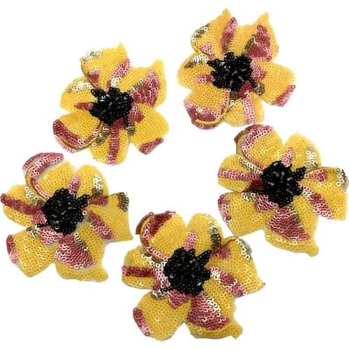 10pc Flower Sequin Patch Beaded Applique Flowers Appliques 3d Embroidered Sew On Patches For Clothing Parches Ropa AC1542