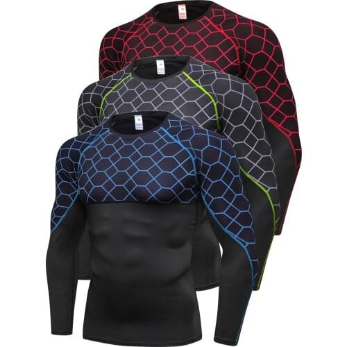2021 Compression Running T-shirt Men Quick-drying Rashgard Gym T Shirt Long Sleeve Fitness Tights Compression Tops Sport t shirt