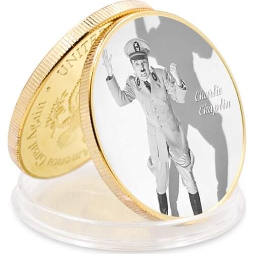 2021 Holiday Gift Art Craft Gift Charlie Chaplin Gold Plated Art Ornament Challenge Coin Business Coin