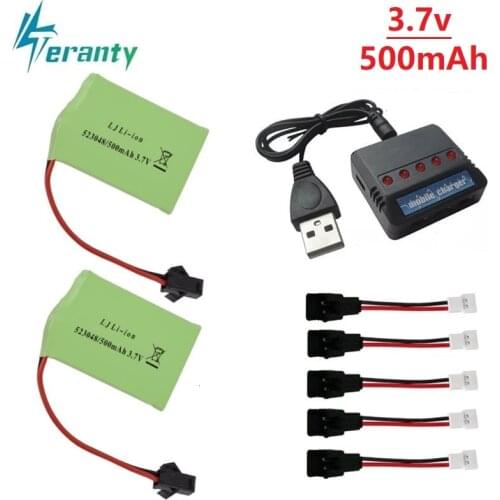 3.7V 500mAh 523048 li-ion Battery + Charger for Remote Control Electric Dinosaur Toys battery For RC leaning machine Hand drum