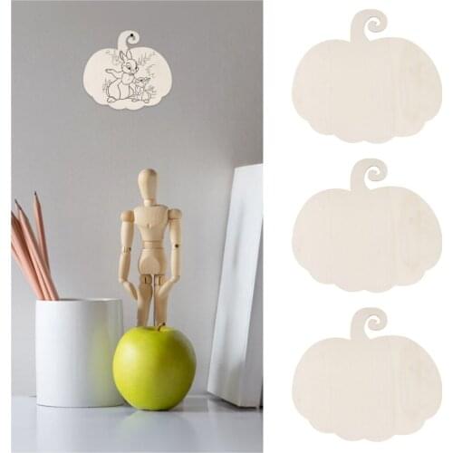 4pcs Unfinished Wood Pumpkin Cutout Fall Party DIY Thanksgiving Decoration