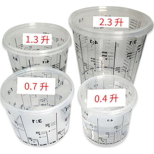 5Pcs Disposable Graduated Clear Plastic Paint Mixing Cups Calibrated Mixing Ratios Measuing Cups For Paint Resin Tools