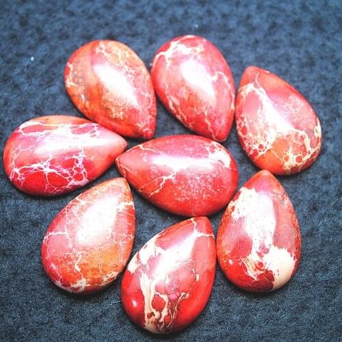 5pcs nature imperial jasper stone cabochons teardrop shape 20x30mm red colors diy beads cabs no hole natural stone good quality