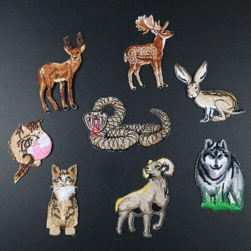 Exquisite Cute Animal Plum Deer Kitten Wolf Snake Embroidery Hot Stickers Fashion Children Cloth Patch
