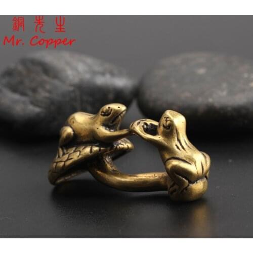 Antique Copper Handshake Frogs Miniatures Figurines Vintage Brass Animal Statue Small Ornaments Living Room Desk Decorations