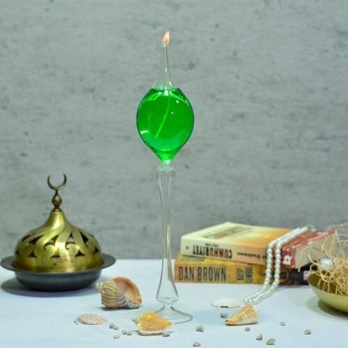 Flovart Blown Glass Decorative Spike Oil Lamp-Transparent-Oil lamp butter Gift