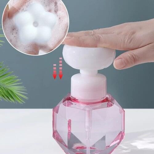 300ml Liquid Soap Dispenser Flower Shape Foam Foaming Pump Empty Bottle Plastic Clear Bottle Shower Gel Foam Pump Bottle