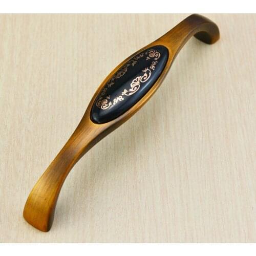 European rural Ceramic handle Modern simple Camellia handle Drawer cabinet pulls Wardrobe door handle Antique brass kitchen knob
