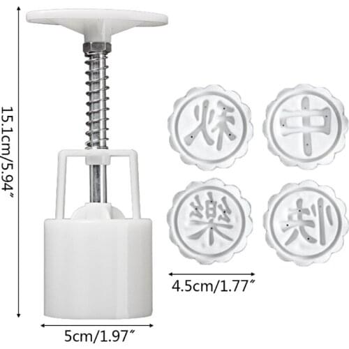 50g Mooncake Mold 1/4 Round Stamps Cookie Cutter Hand Press Green Bean Cake DIY Dropship