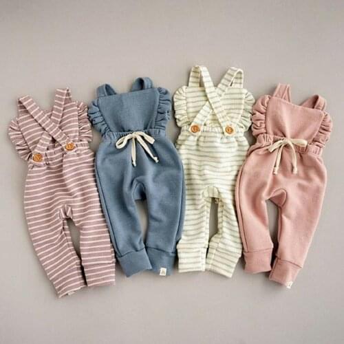 Newborn Baby Girl Boy Backless Striped Ruffle Romper Overalls Jumpsuit Clothes Onesies kid clothing toddler clothes baby costume