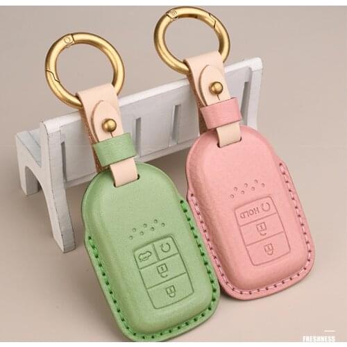 Leather Car Key Fob Case Cover for Honda Accord Civic CRV Jazz Crosstour Crider Accessories Holder Chain Bag Covers