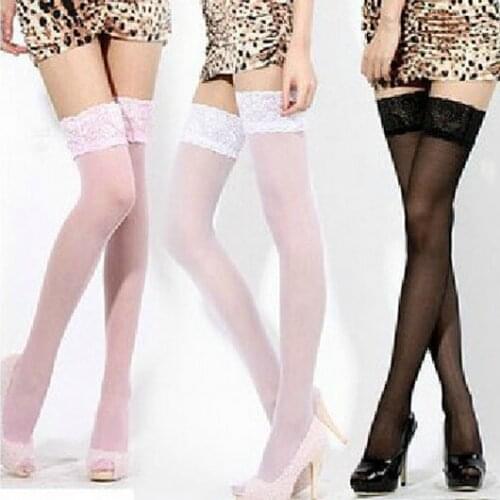 Fashion Women´s Sexy Lingerie Ladies Sheer Lace Top Thigh High Stockings Hold-ups Pull Up Stay Up Stockings Red White Black Pink