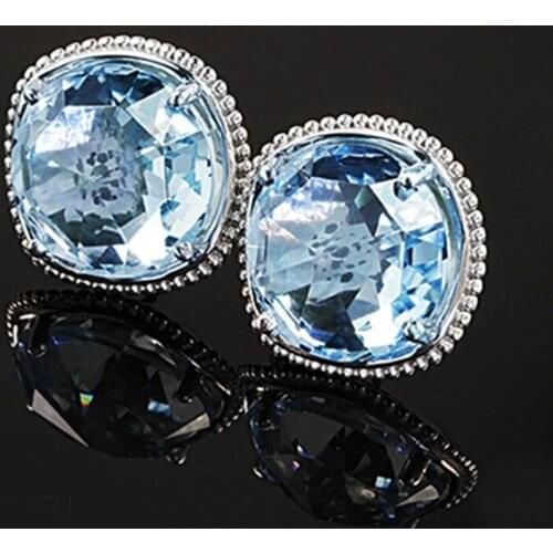 Fashion Classic AAA CZ Shiny Wedding Stud Earrings for Women Men Luxury Blue Crystal Jewelry Accessories Zircon Stone Earing