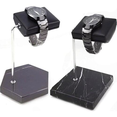 Marble Watch Holder Stand Bracelet Display Stand Black PU Leather Jewelry Rack Holder Jewelry Gift Organizer Watch Placement