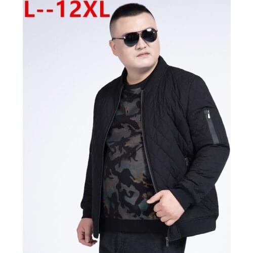 10XL 12XL Men Parka Cotton Padded Winter Jacket Coat mens warm jacket Solid color Stand Collar Zipper Thick Coat Men Down Parka