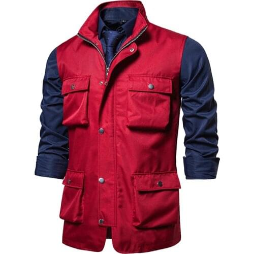 Mens Vest Sleeveless Lapel Multi-Pocket Zipper Solid Color Chemical Fiber Blended For Casual Daily Outdoor Wear Men Clothing