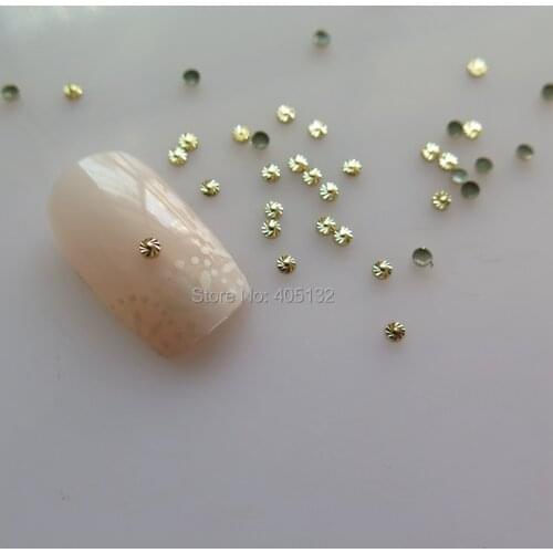 NS-06 3D 200pcs/bag High Quality 2MM Gold Metal Stud Metal Nail Art Decoration