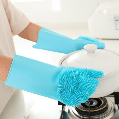 Kitchen Cleaning Washing Gloves Brush Kitchen Clean Tools Strong Decontamination Cleaning Gloves Kitchen Scrubber Rubber Gloves