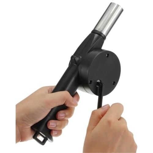 Portable Outdoor Cooking BBQ Fan Air Blower For Barbecue Fire Bellows Hand Crank Tool Picnic Camping BBQ