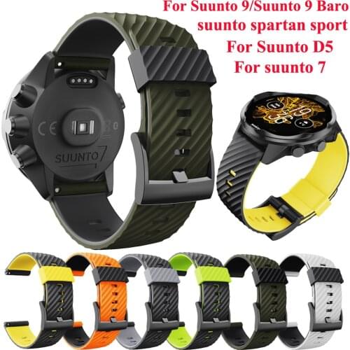 24mm Silicone Rubber Watch Straps For Suunto 9/Baro Watch Band Suunto 7 Watchband Spartan sport Watch Band HR Bracelet D5 Watch