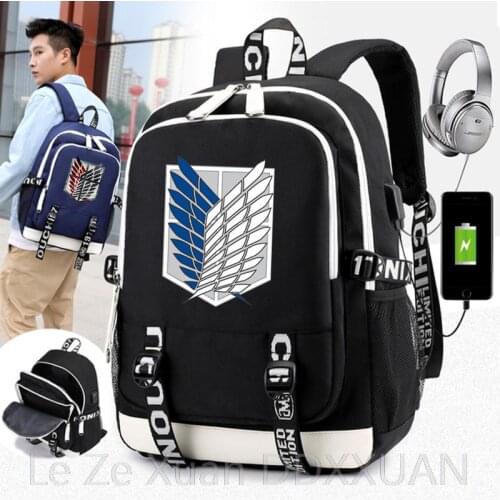 Attack on Titan Backpacks for Teenager Canvas Black Travel Bags Students Laptop Bag Boys Girls Back to School New Fashion Bag