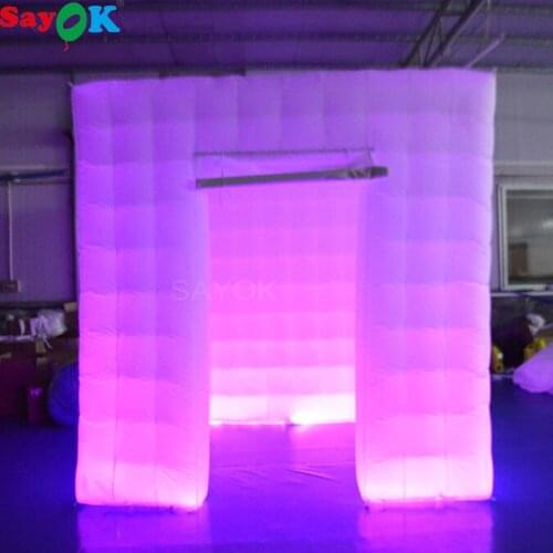 Sayok 8.2x8.2x8.2ft Inflatable LED Photo Booth Enclosure Cube with LED Lights Blower for Party Wedding Decorations Hire