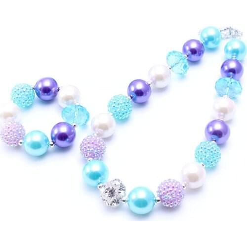 MHS.SUN Cute Design Girls Kids Beads Necklace Bracelets Set Children Fashion Chunky Bubblegum Jewelry Set Handmade Accessories
