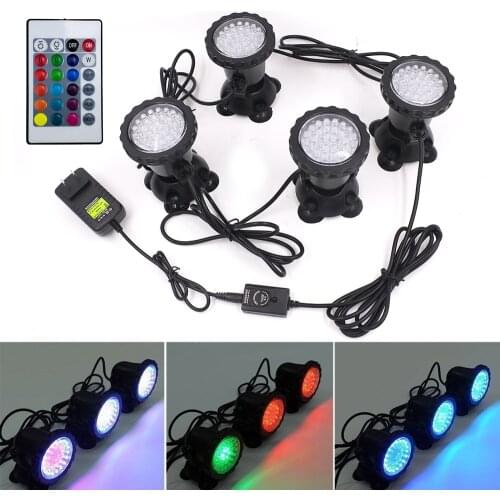 LED Underwater Lights IP68 Waterproof Aquarium Lamp 36 LED Landscape Swimming Pool Light RGB Remote Control Fountains Spot Light