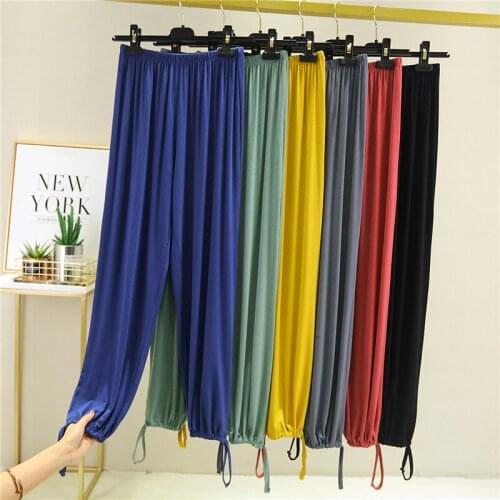 Comfortable pajama pants 2020 summer new style cool ice womens casual pants modal wild harem pants womens home wear trousers