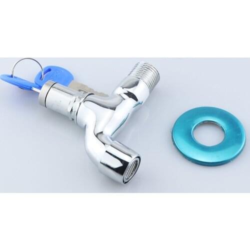 G1/2 Anti-theft Faucet Water Tap with Lock Key Brass Body Single Hole Key Switch Faucet Bibcocks for Kitchen Outdoor Garden
