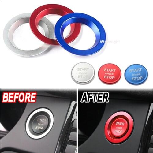 Wooeight 1X Engine Start Stop Ignition Key Switch Ring Push Button Cover Fit for Land Rover Discovery Sport Range Rover Evoque