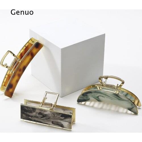 Catch Clip Acetate Large Hairpin Headdress Lady Metal Shark Hair Clip Hair Claws Golden Styling Barrettes Women Hair Accessories