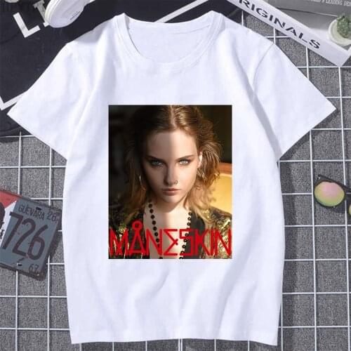 2021 Maneskin Poster T-shirt Print Short Sleeve Women Tops Unisex Casual Clothes Funny Streetwear Fashion Summer Graffiti Style